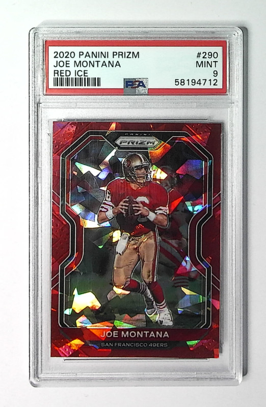 2020 Panini Prizm Joe Montana #290 Red Ice Prizm 49ers HOF PSA 9