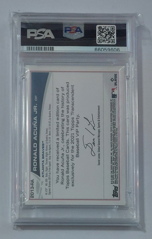 2022 Trancendence VIP Party Ronald Acuna Jr-Through The Years /95 PSA 10 view 2