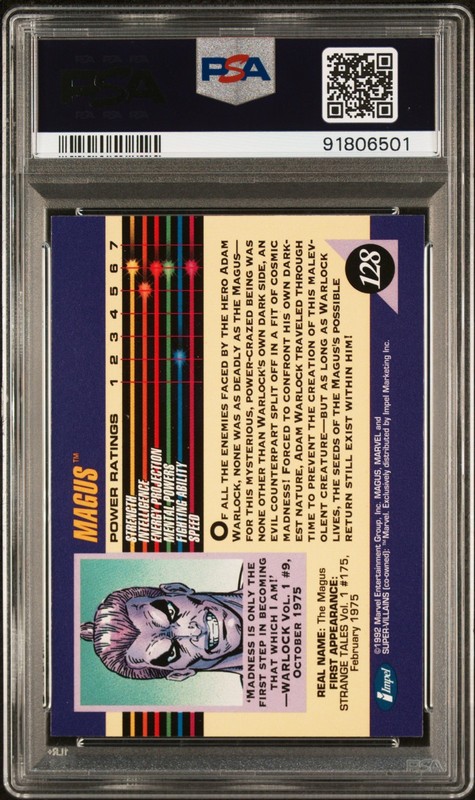 1992 Impel Marvel Universe #128 Magus PSA 9 view 2
