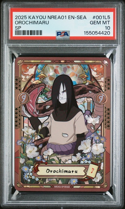 2025 KAYOU NARUTO SMRITI COLLECTIBLE CARD NREA01 #001L5 OROCHIMARU PSA 10