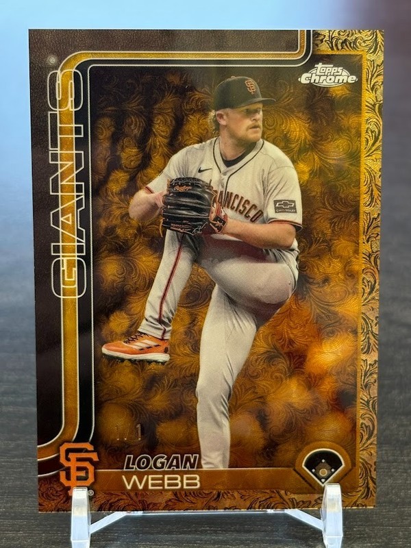 2025 Topps Chrome Gilded Logan Webb Gold Superfractor 1/1 #166 SF Giants