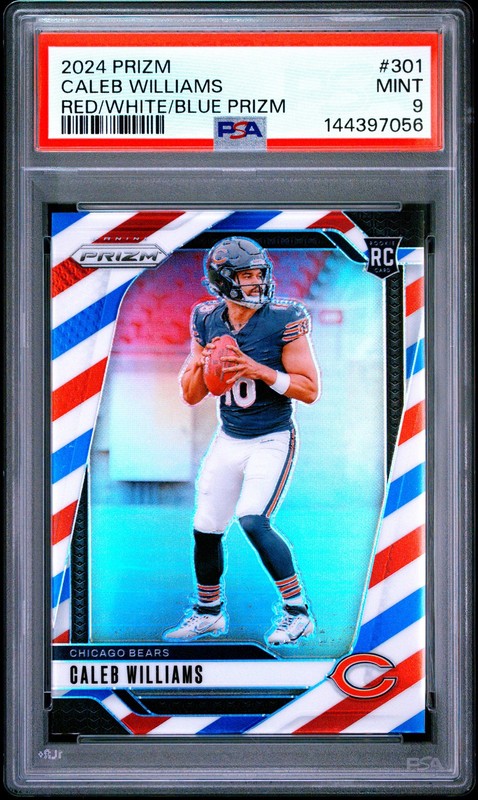 2024 PANINI PRIZM RED/WHITE/BLUE PRIZM #301 CALEB WILLIAMS PSA 9