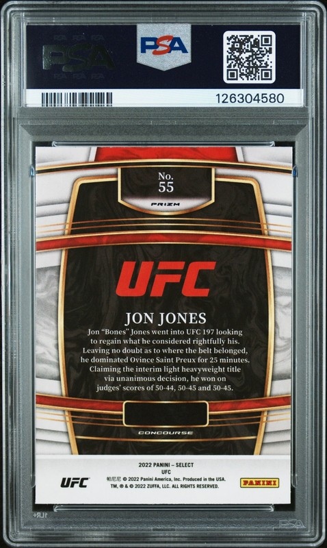 2022 PANINI SELECT UFC SILVER PRIZM #55 JON JONES PSA 10 view 2