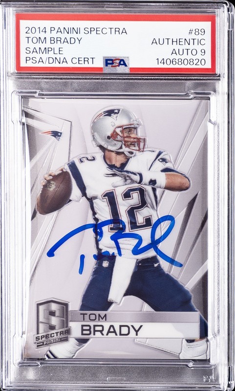 2014 PANINI SPECTRA SAMPLE #89 TOM BRADY PSA AUTHENTIC DNA AUTO 9
