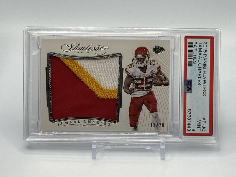 2015 Panini Flawless JAMAAL CHARLES Game Worn Patches #13/20 - PSA 9 - POP 1