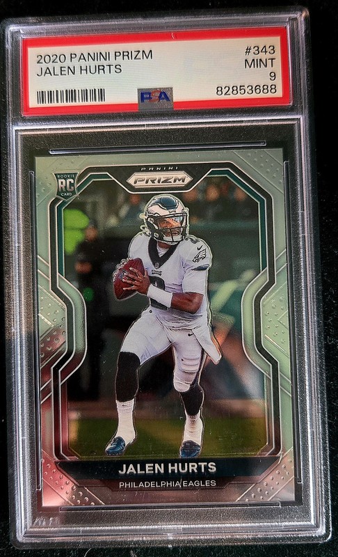 Panini 2020 Prizm Jalen Hurts Rookie Base #343 Philadelphia Eagles PSA 9