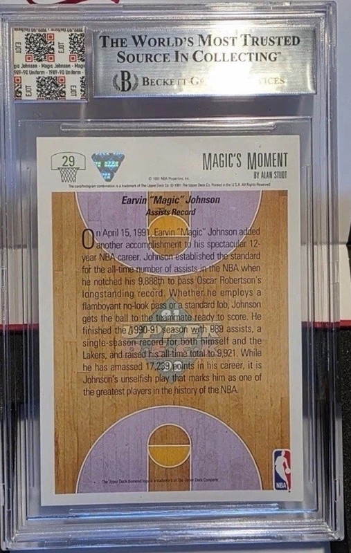 Magic Johnson Jersey Fusion AUTO 10 Game Used Patch BGS Lakers Upper Deck view 2