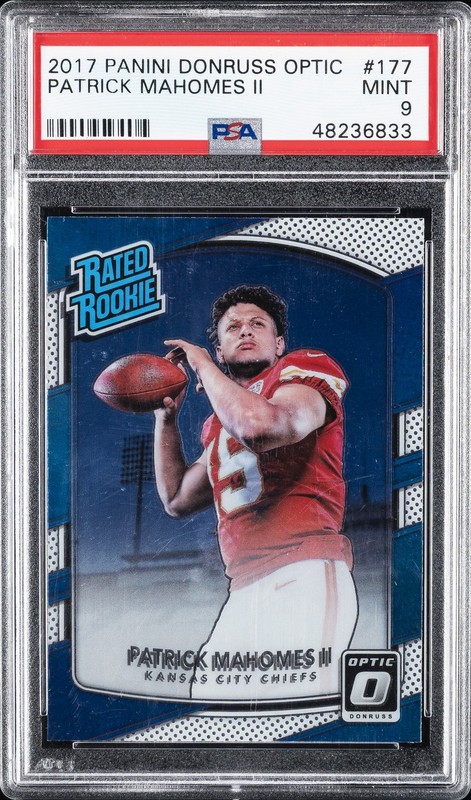 2017 PANINI DONRUSS OPTIC #177 PATRICK MAHOMES II ROOKIE RC PSA 9