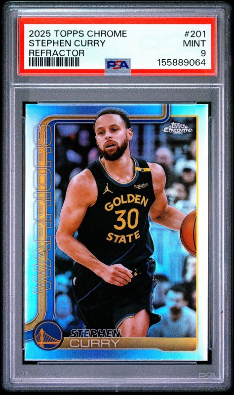 2025 TOPPS CHROME REFRACTOR #201 STEPHEN CURRY PSA 9