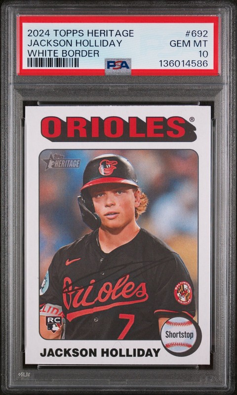 2024 TOPPS HERITAGE WHITE BORDER #692 JACKSON HOLLIDAY PSA 10