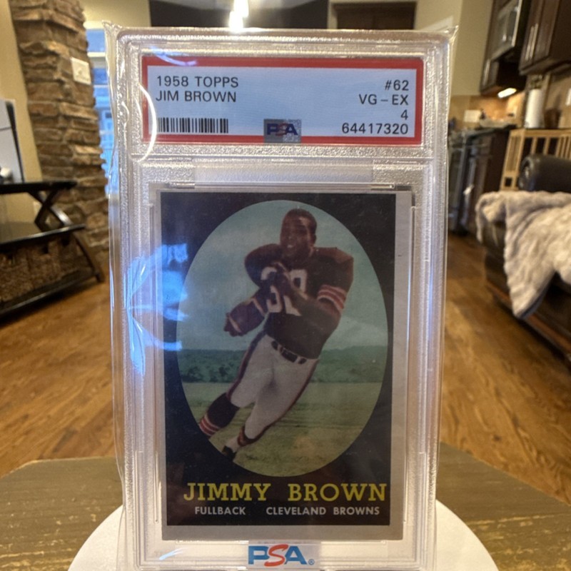Topps 1958 Jim Brown Rookie #62 Cleveland Browns PSA 4 Graded NFL Card view 2