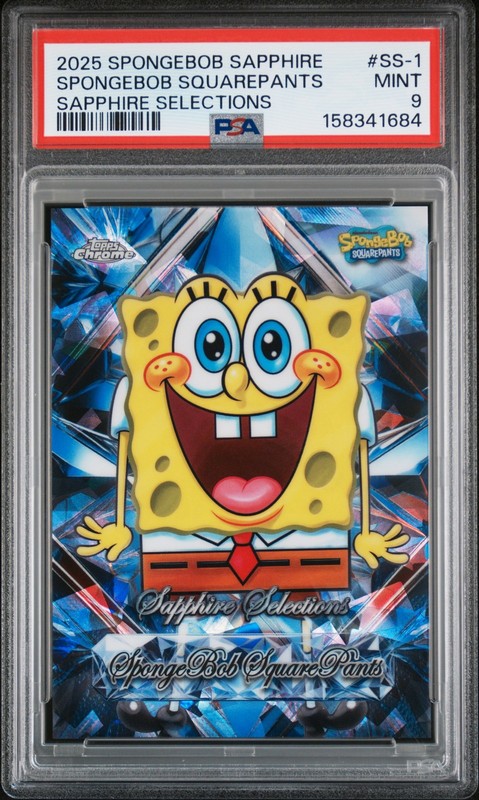 2025 TOPPS CHROME SPONGEBOB SAPPHIRE EDITION SPONGEBOB SQUAREPANTS PSA 9