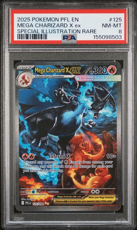2025 POKEMON PHANTASMAL FLAMES SPECIAL ILLUSTRATION MEGA CHARIZARD X EX PSA 8