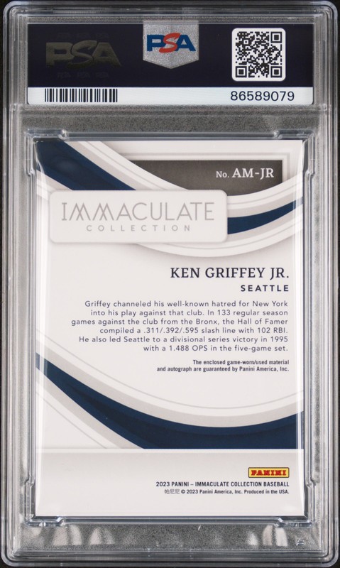 Ken Griffey Jr. 2023 Panini Immaculate Jersey Number /24 PSA 8 Auto PSA 10 view 2