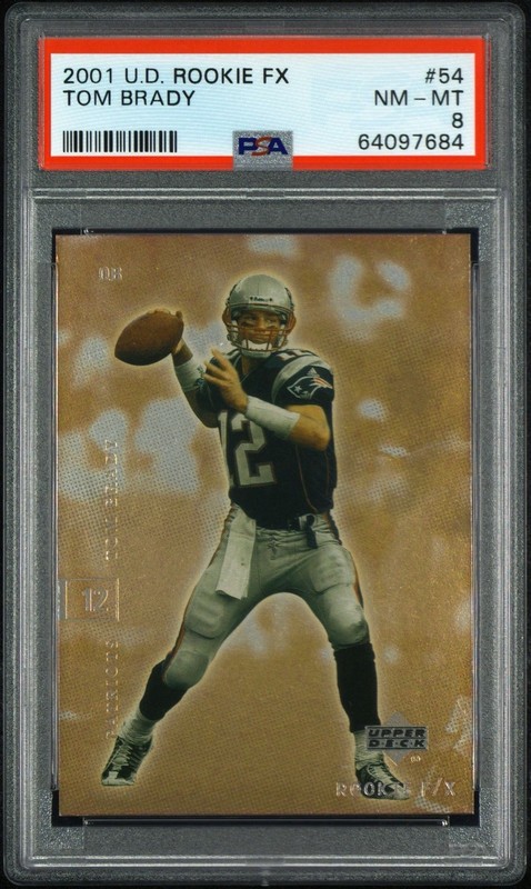 TOM BRADY 2001 UPPER DECK ROOKIE FX #54 PSA 8 PATRIOTS GOAT HOF