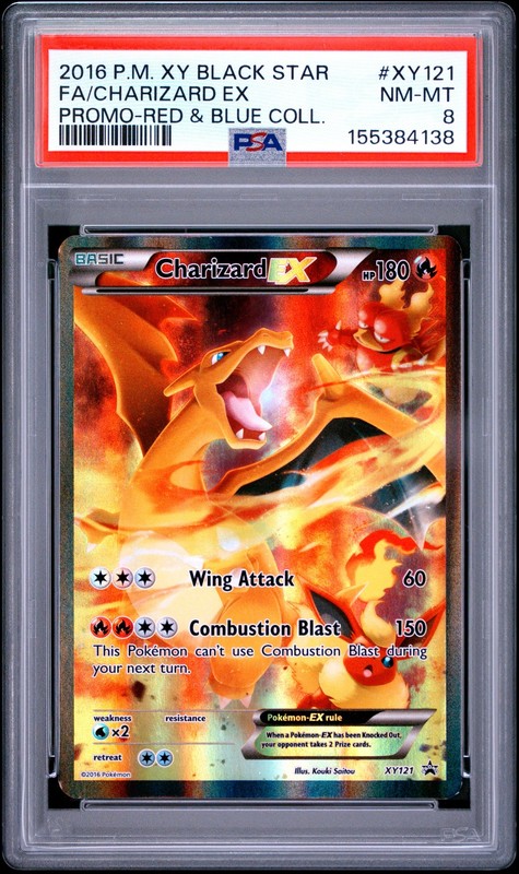 2016 POKEMON XY BLACK STAR PROMO #XY121 FULL ART/CHARIZARD EX PSA 8