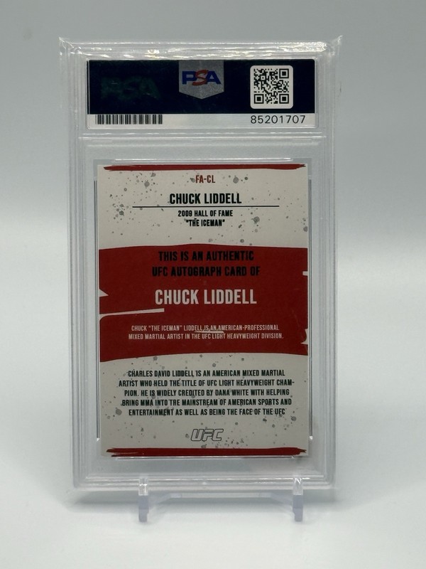 CHUCK "The Iceman" LIDDELL Auto UFC PSA/DNA Certified GEM MINT 10 Auto Grade view 2