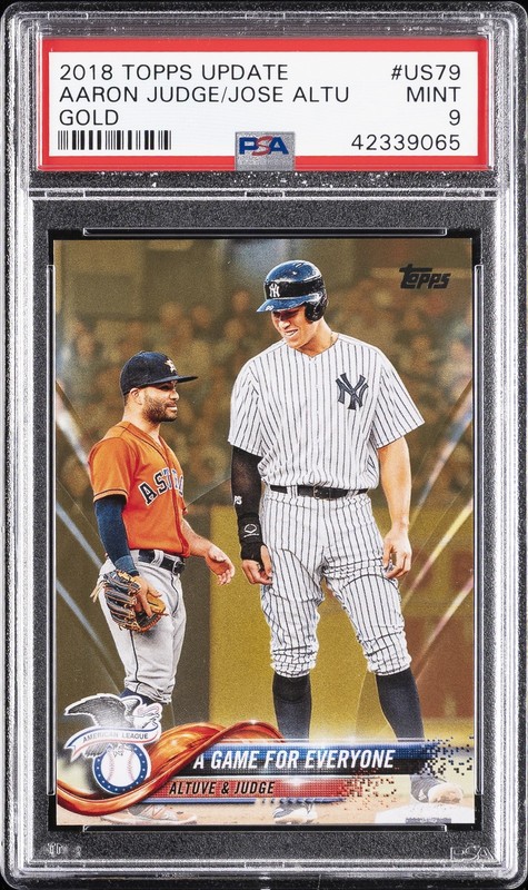 2018 TOPPS UPDATE GOLD #US79 AARON JUDGE/JOSE ALTUVE #/2018 PSA 9