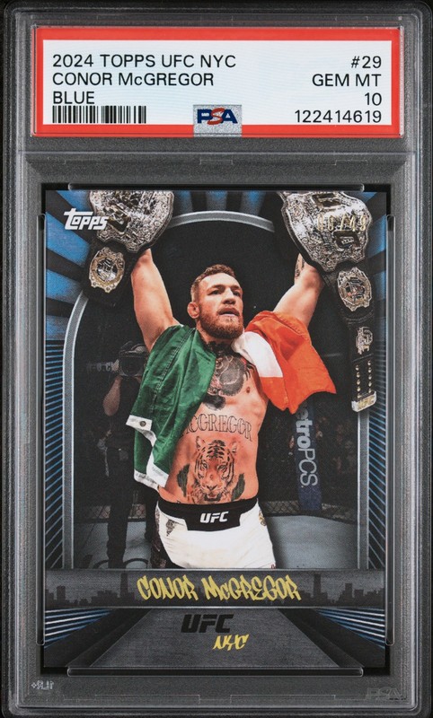 2024 TOPPS UFC NYC BLUE #29 CONOR MCGREGOR 8/49 PSA 10
