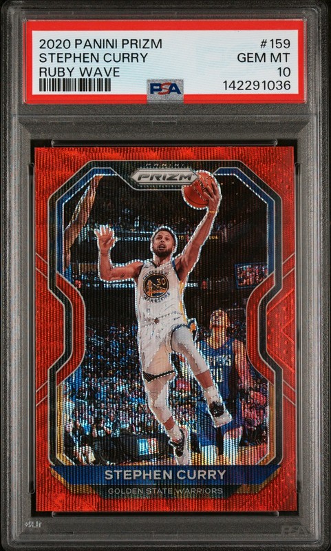 2020 PANINI PRIZM RUBY WAVE #159 STEPHEN CURRY PSA 10