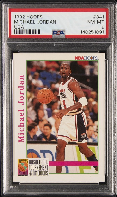 1992 HOOPS USA #341 MICHAEL JORDAN PSA 8