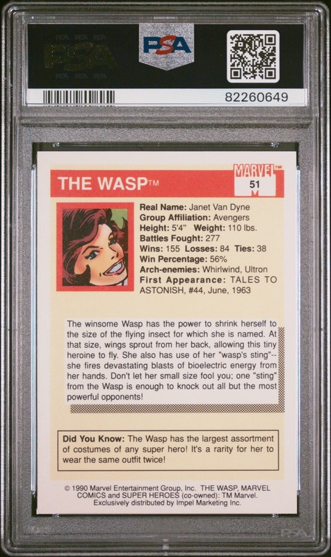1990 Marvel Universe #51 WASP PSA 7 view 2