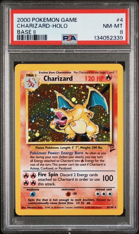 Pokemon Charizard Base Set 2 Holo Rare #4 PSA 8 SWIRL