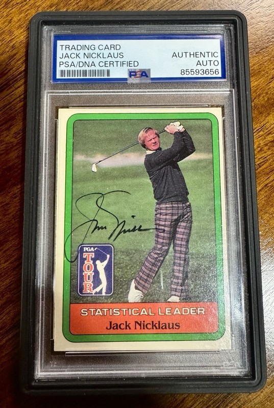 1981 Donruss Stat Leader Jack Nicklaus Auto Signed Rookie Card PSA/DNA