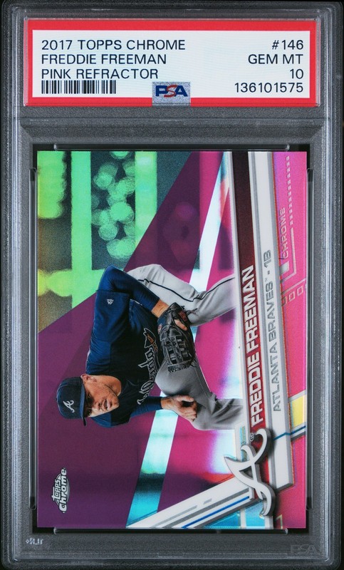 2017 TOPPS CHROME PINK REFRACTOR #146 FREDDIE FREEMAN PSA 10