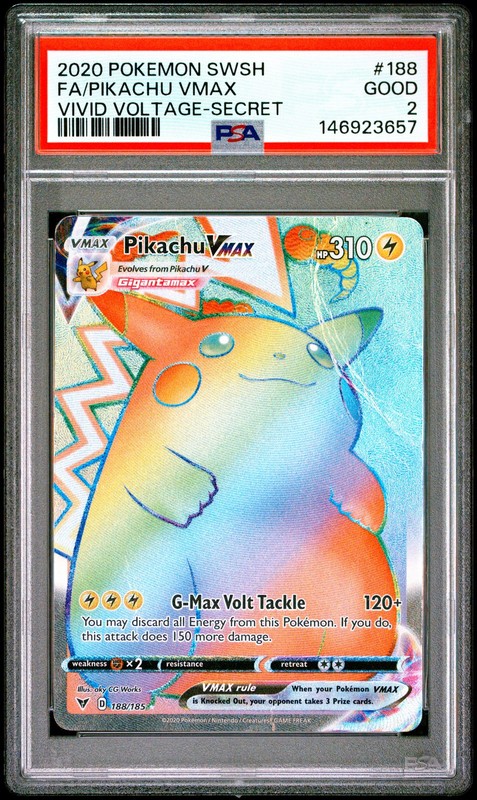 2020 POKEMON SWORD & SHIELD VIVID VOLTAGE SECRET FULL ART/PIKACHU VMAX PSA 2