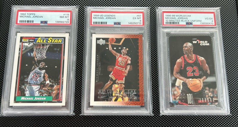 Michael Jordan 90s 3 Card PSA 8,6,4 Graded Lot 🔥 1992 Topps 1996 Worldcom 99 UD