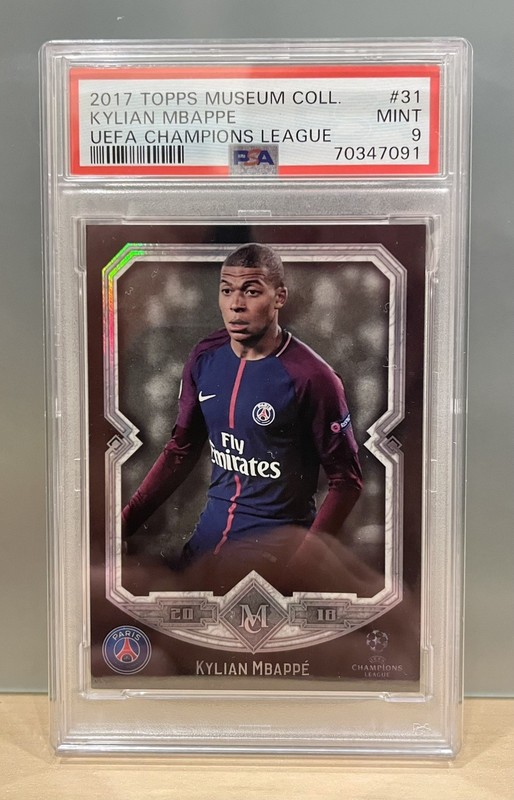 Kylian Mbappe RC 2017-18 Topps Museum Collection UEFA UCL PSA 9 MINT #31