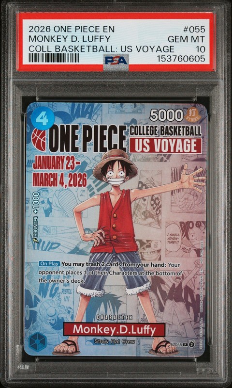 2026 ONE PIECE PROMO COLLEGE BASKETBALL: US VOYAGE MONKEY D. LUFFY PSA 10