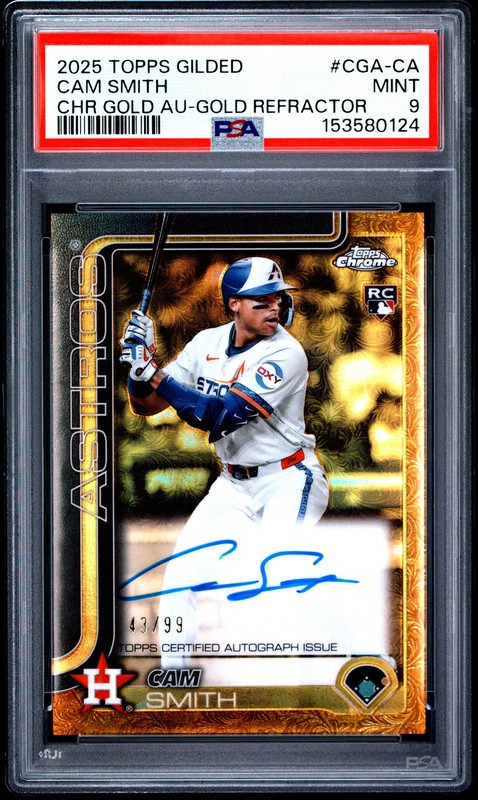 2025 TOPPS GILDED COLLECTION TOPPS CHROME GOLD AUTO CAM SMITH RC /99 PSA 9