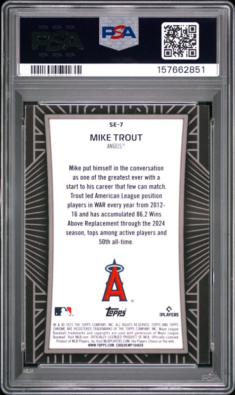 2025 TOPPS CHROME SHADOW ETCH #SE7 MIKE TROUT PSA 10 view 2
