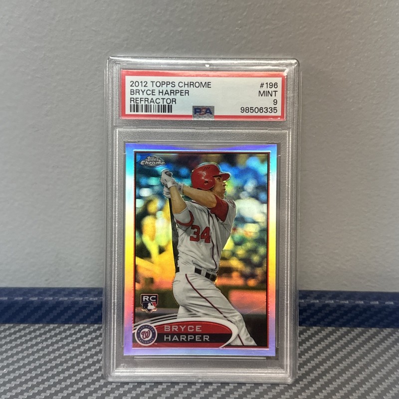 PSA 9 mint 2012 TOPPS CHROME #196 BRYCE HARPER REFRACTOR RC 🔥