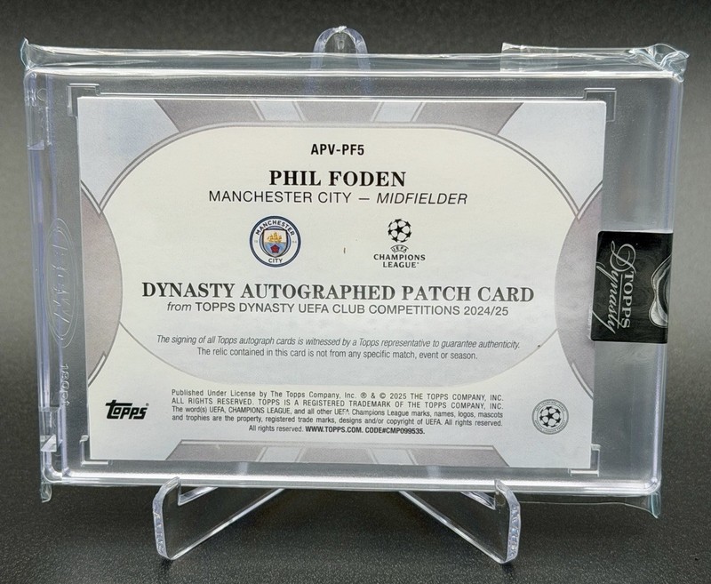 2024-25 Topps Dynasty UCC UCL Phil Foden /10 Game Used On Card Auto Sealed City view 2