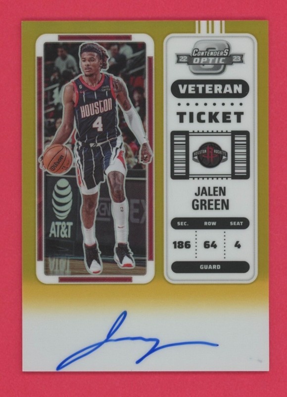2022-23 Panini Contenders Optic Jalen Green Auto /10 Gold Prizm VT-JGR Autograph
