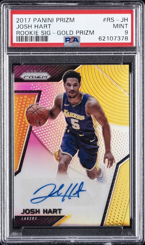 2017 PANINI PRIZM ROOKIE SIGNATURES GOLD PRIZM #RS-JH JOSH HART RC/10 PSA 9 AUTO