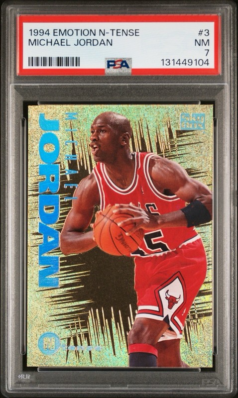 SkyBox 1994-95 Emotion Ntense Insert Michael Jordan #3 PSA 7 Chicago Bulls