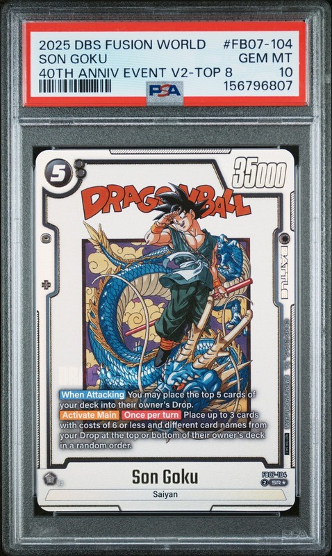 2025 DRAGON BALL SUPER CARD GAME FUSION WORLD TOP 8 #FB07-104 SON GOKU PSA 10