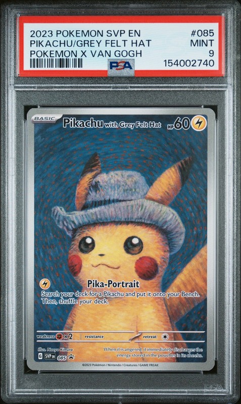 2023 POKEMON SVP EN-SV BLACK STAR PROMO #085 PIKACHU WITH GREY FELT HAT PSA 9