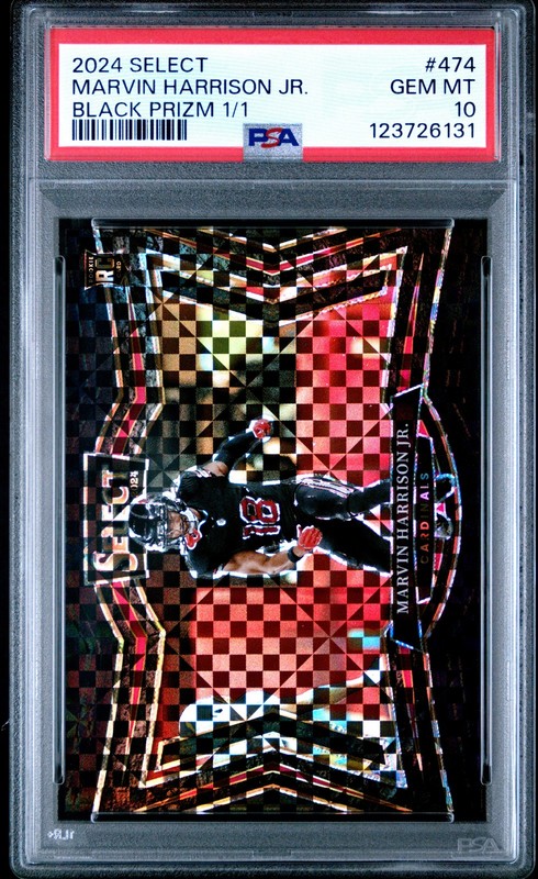 2024 PANINI SELECT BLACK PRIZM 1/1 #474 MARVIN HARRISON JR. ROOKIE RC 1/1 PSA 10