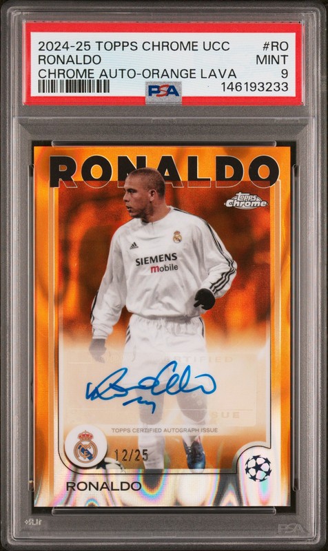 2024-25 TOPPS CHROME UEFA CLUB COMPETITIONS CHROME AUTOS #RO RONALDO 12/25 PSA 9