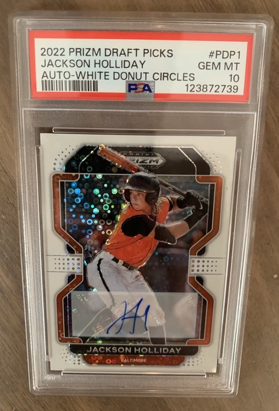 2022 Panini Prizm Draft Picks Jackson Holliday White Circles Auto /50 PSA 10