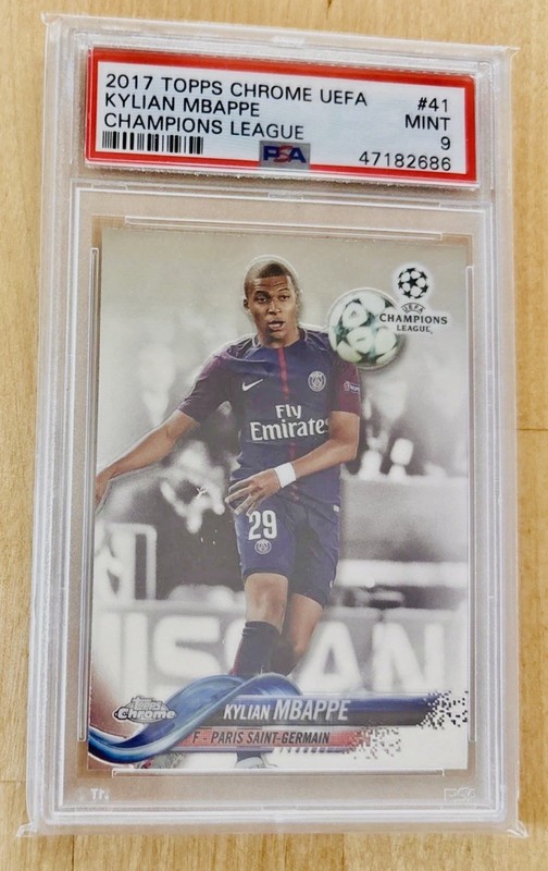 Topps Chrome UEFA Champions League Kylian Mbappe RC Base #41 PSG PSA 9