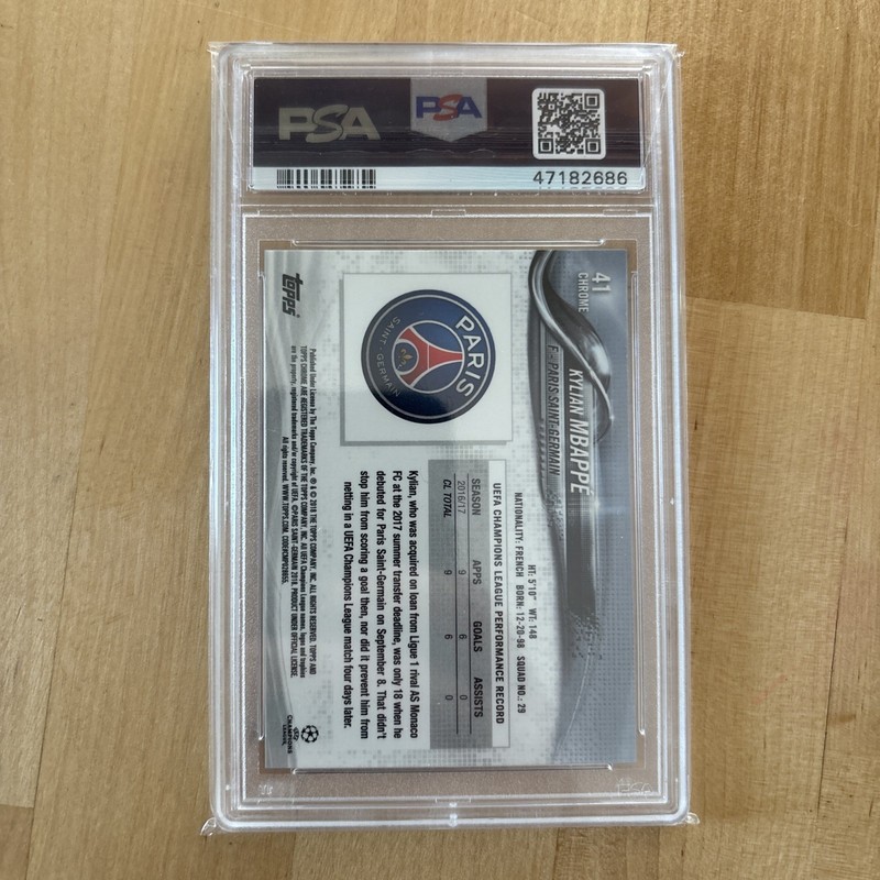 Topps Chrome UEFA Champions League Kylian Mbappe RC Base #41 PSG PSA 9 view 2
