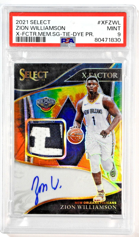 2021 Select XFactor Memorabilia Signature Tie Dye Zion Williamson Auto /25 PSA 9