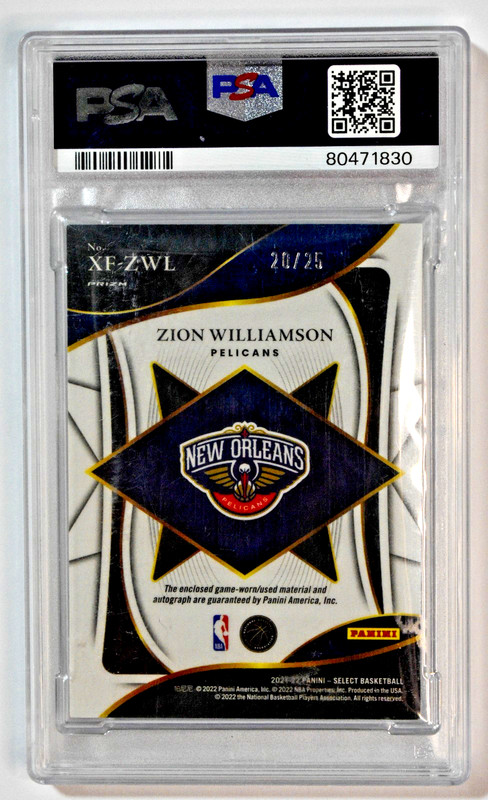 2021 Select XFactor Memorabilia Signature Tie Dye Zion Williamson Auto /25 PSA 9 view 2