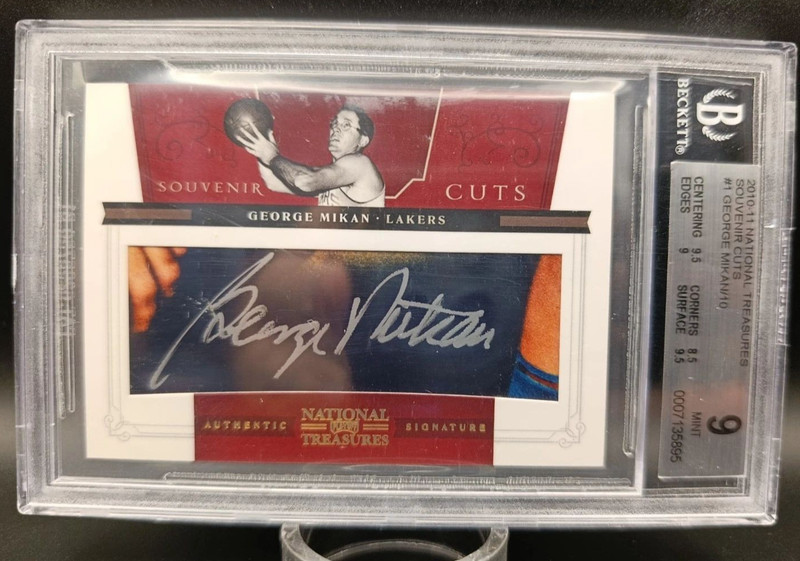 2010-11 Playoff National Treasures Souvenir Cuts George Mikan AUTO #d /10 BGS 9